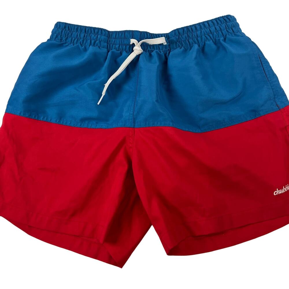 Chubbies Red Blue Colorblock Swim Trunks‎ Made USA XL